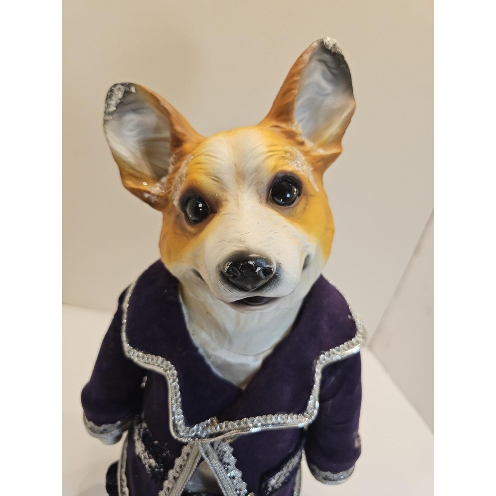 Robert Stanley Home Collection Corgi Dog Figure In Purple Velvet Christmas - Picture 2 of 10